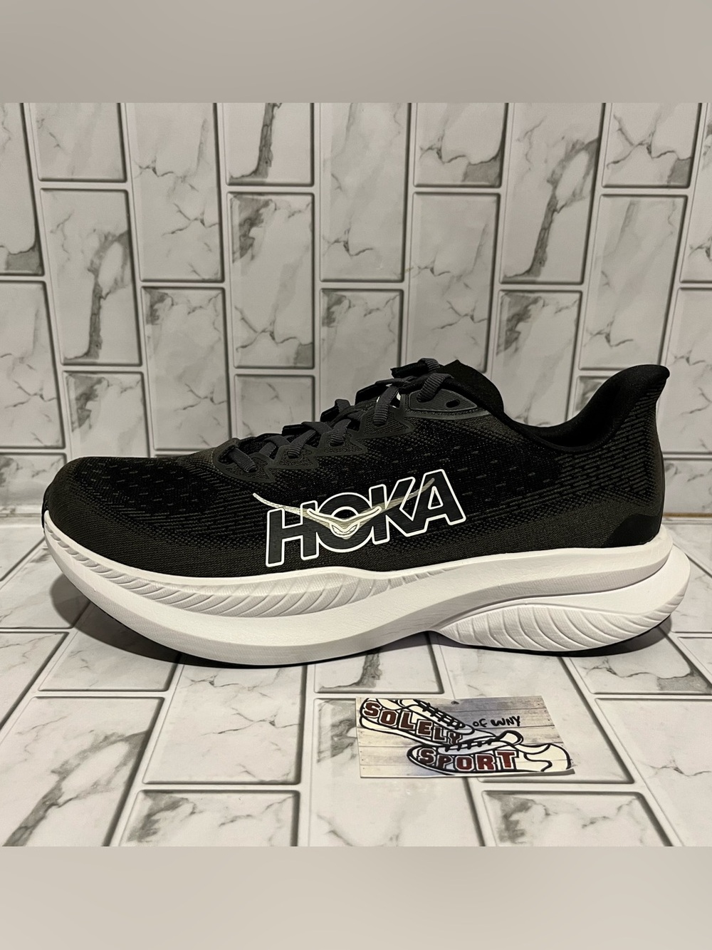 New Hoka One One Mach 6 Running Shoes Black White Mens Size Training Gym - Picture 7 of 16